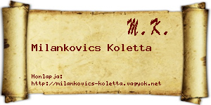 Milankovics Koletta névjegykártya